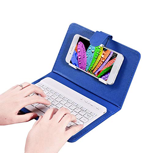 Sanpyl Bluetooth Keyboard For Phone, Mini Portable Bluetooth Keyboard With Flip Protective Cover Foldable Keyboard Case, Suitable For 4.5' 6.8' Smartphone Mobile Phone(Blue)